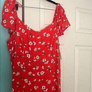 Coral Floral Scoop Neck Dress